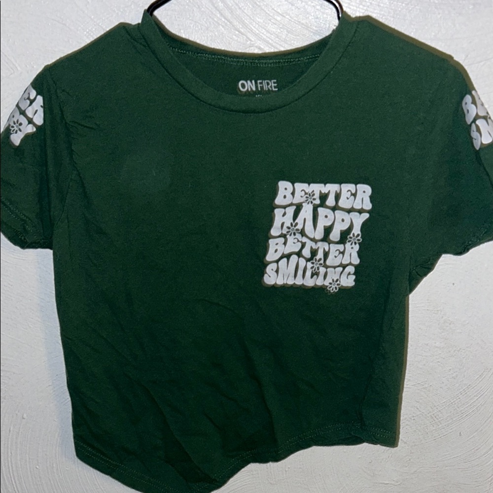 On Fire Dark Green Tee with Bold Text